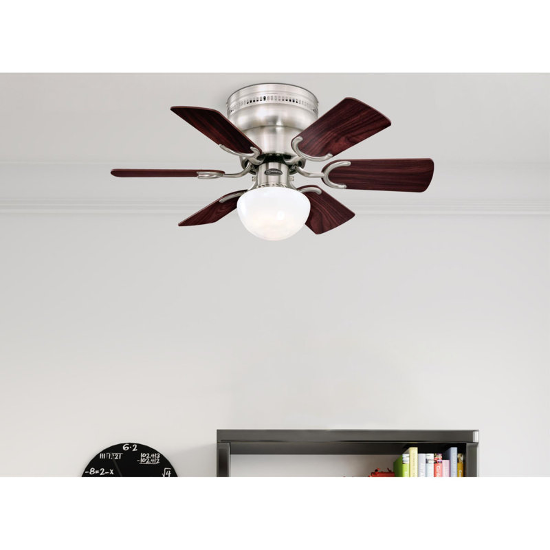 Muniz 30'' Ceiling Fan with Light Kit, Brushed Nickel with Rosewood/Light Maple Blades
