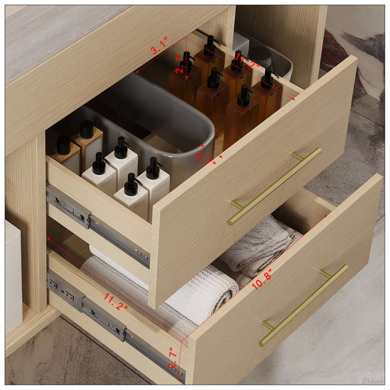 Ensemble de meuble-lavabo mural flottant 29,9 po, Stone Grey,Wood