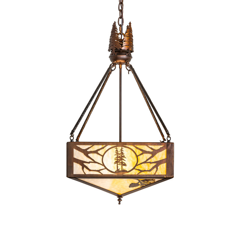 18" Square Balsam Pine Inverted Pendant