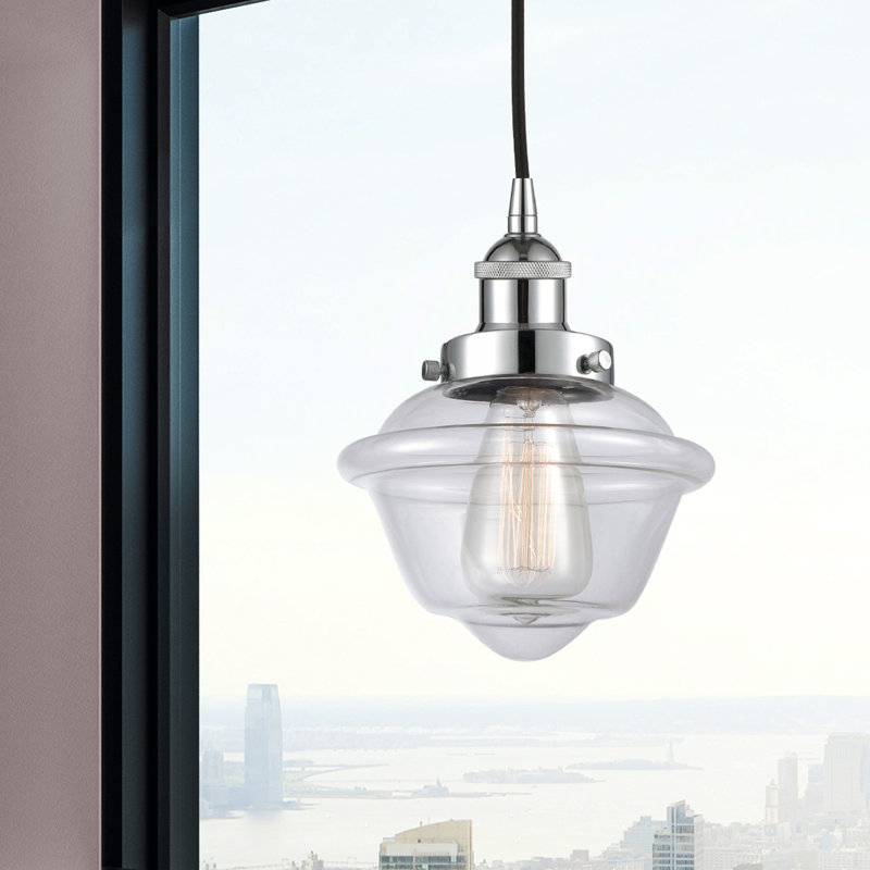 Luminaire suspendu 1 lumière Calliope, Transparent, Chrome poli