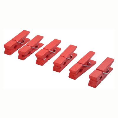 100pcs Mini Red Wooden Utility Paper Clip, Clothespins Clip, Clothes Line Clips,Photo Clips