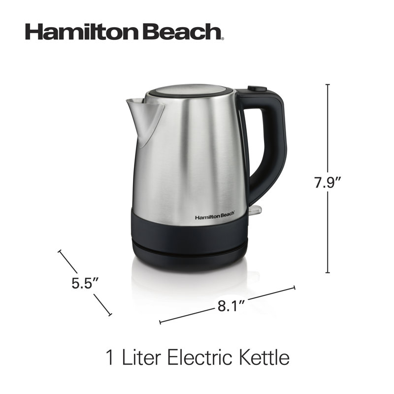 1.1 qt Stainless Steel Electric Kettle with Concealed Heating Element