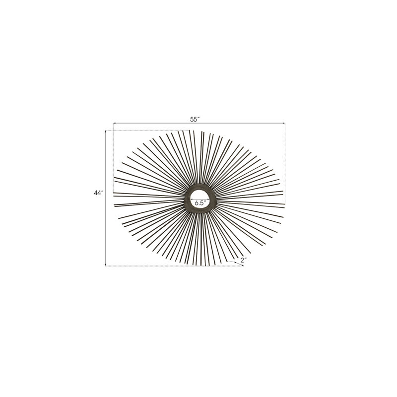 Spoke Burnt Industrial Frameless Accent Mirror, 44" H x 55" W