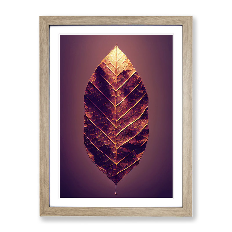 Royal Leaf - Single Picture Frame Print, 34cm H x 25cm W x 2cm D, Oak Framed