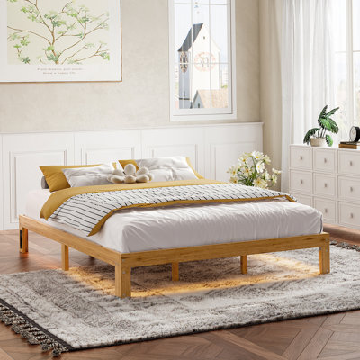 Base de lit plateforme en bois pour grand lit, bois massif de 12 pouces, support à lattes, pin rustique.