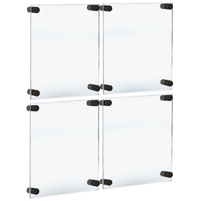 Floating Acrylic Gallery Wall Set of Four Floating Frames with Stand Off Caps: 8.5" x 11" Graphic Size, Overall Frame Size: 12.5" x 15"