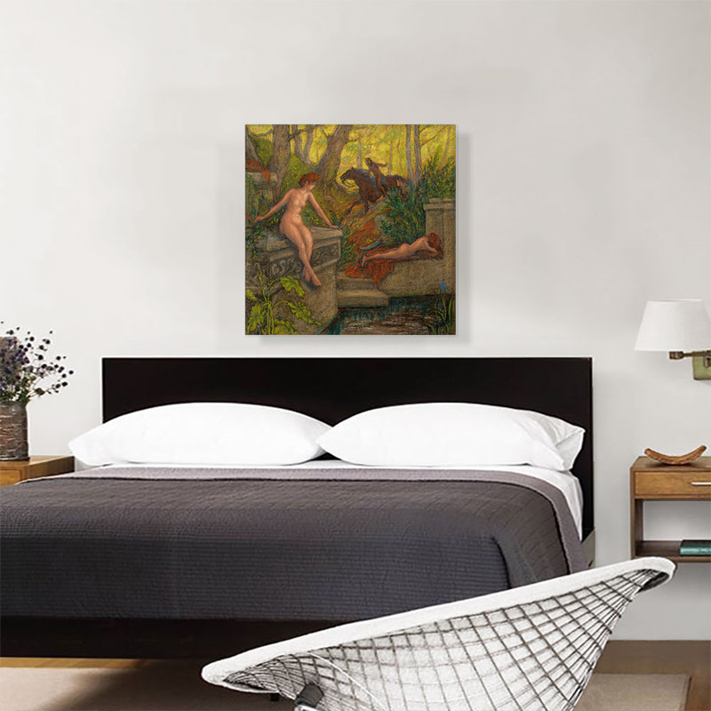 «Deux Nymphes Surprises Par Un Cavalier 1905» par Paul Ranson, reproduction d'art sur toile tendue