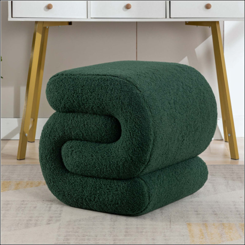 Tabouret de maquillage avec repose-pieds Teddy, Teddy, Dark Green