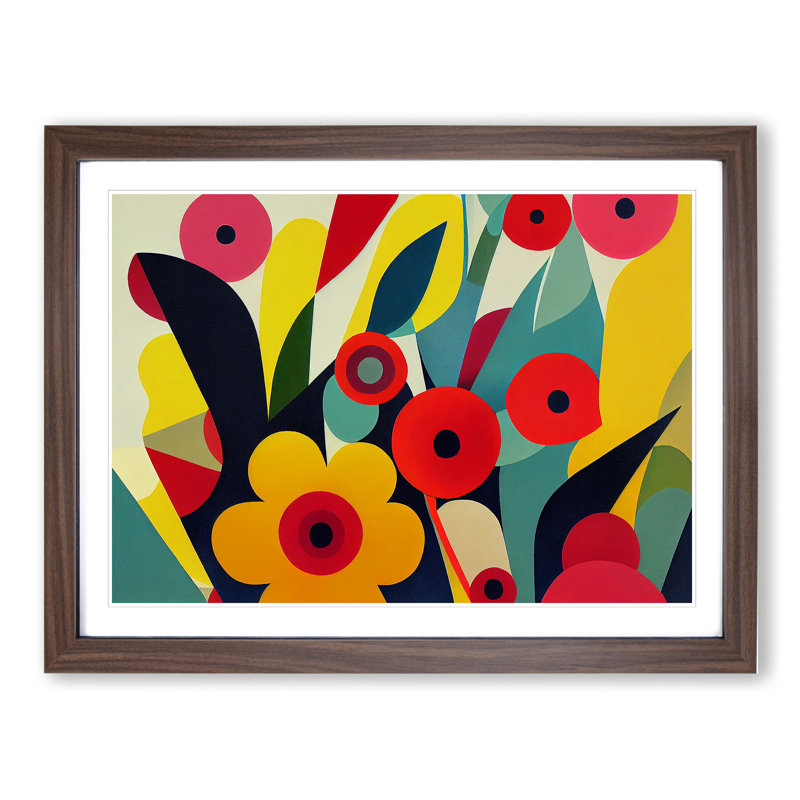 Amazing Abstract Flowers - Framed Print, 34cm H x 46cm W x 2cm D, Walnut Framed