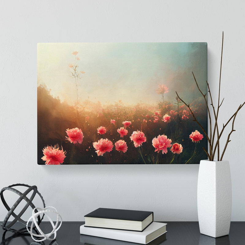 Pretty Carnation Flowers - Wrapped Canvas, 50cm H x 76cm W x 3cm D