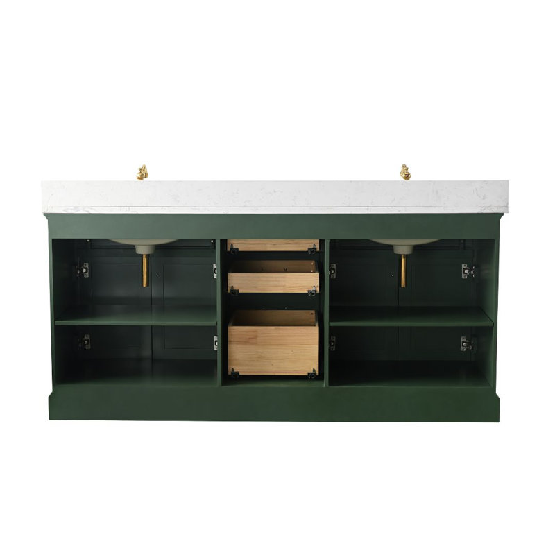 Ensemble de meuble-lavabo double 72 po Currahee, Conifère / or brossé