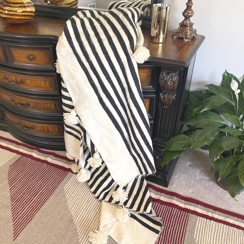 Hand Woven Throw Blanket, Black