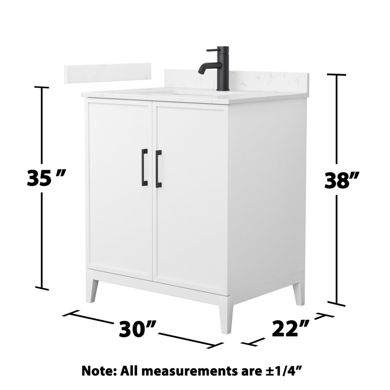 Elan 30'' W Vanity, Matte Black, White, Carrara Cultured Marble