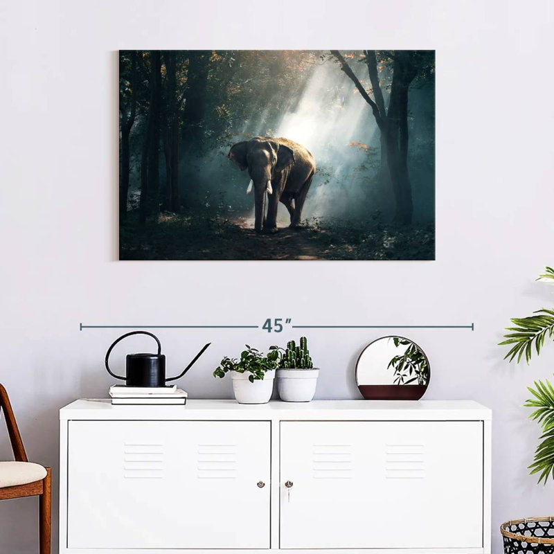 Brampt Sunlit Jungle Elephant, 24" H x 36" W