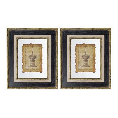 Reproduction d'art antique encadrée 18 x 22 po. Cadre en bois rétro rehaussant l'impression murale de l'espace 2.