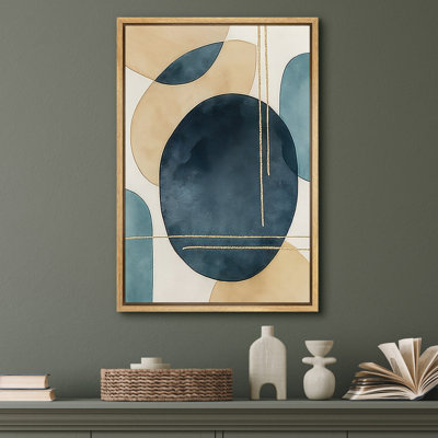 Art mural abstrait abstrait géométrique sur toile - Blocs de couleur beige et beige, impression d'art moderne Mid-Century pour le salon, le bureau ou la chambre à coucher