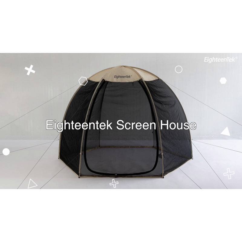 10' x 10' Beige and Black Fiberglass Pop-Up Screen House