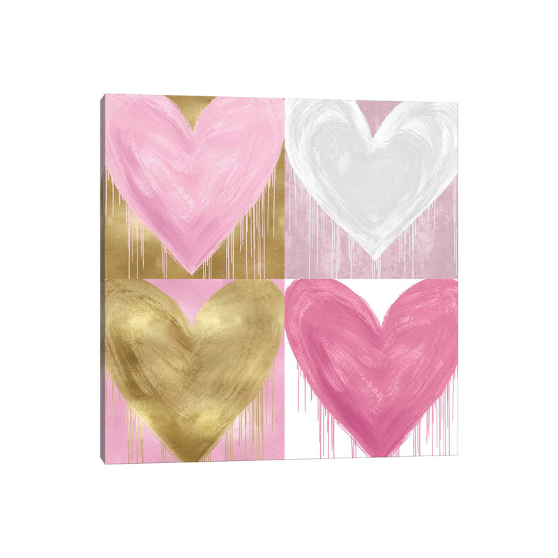 «Big Hearted Quartet II» par Lindsay Rodgers, reproduction d'art sur toile tendue, H 12 po x l 12 po x P 0,75 po