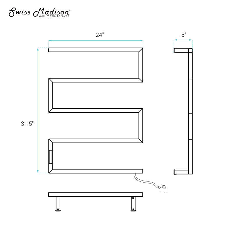 Chauffe-serviettes électrique 5 barres Voltaire en chrome, Chrome chrome