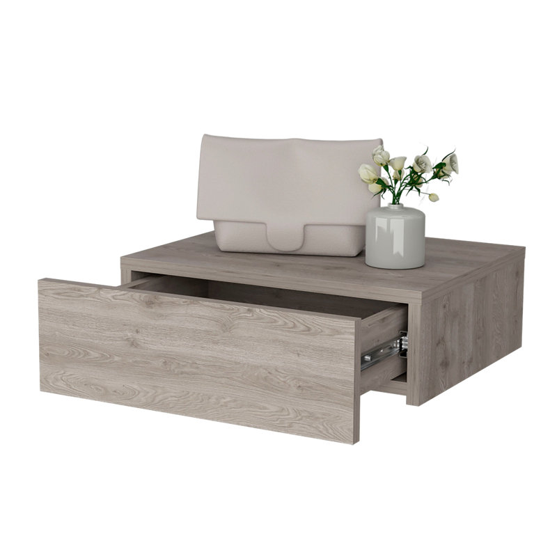Stylish Bedroom Nightstand In Gray With Ample Drawer Capacity Floating Storage For Bedrooms, Light Gray
