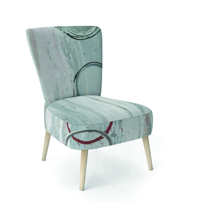 Upholstered Floral Side Chair - Modern floral Accent Chair, Abstract Gray Polyester Blend 1