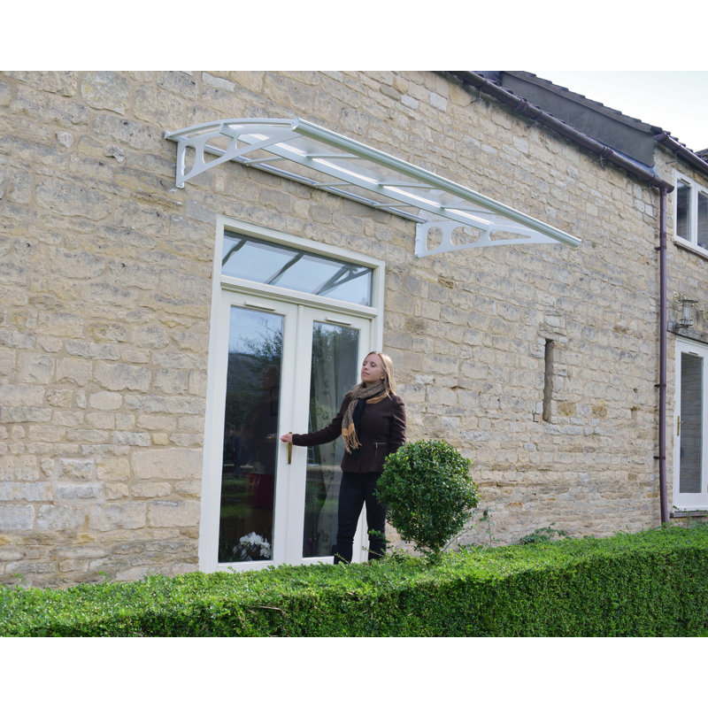 Palram - Canopia Bordeaux 2230 88 in. W x 54.7 in. D Polycarbonate White Convex Stationary Door and Window Awning