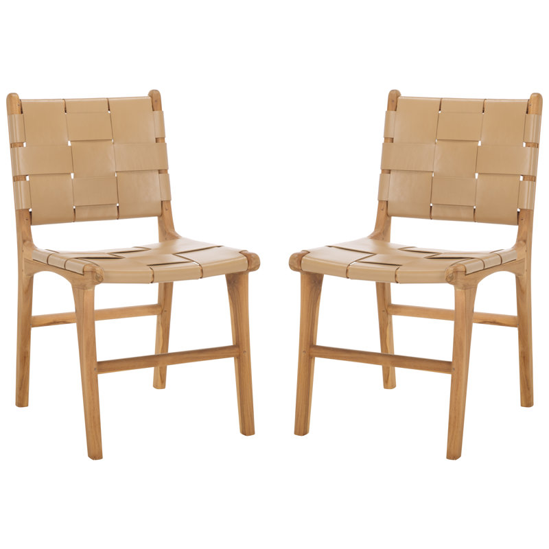 Yvona Woven Leather Dining Chair, Natural