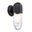 Applique murale cylindrique 12 lumières 1 lumière noire 12 "avec abat-jour en verre transparent-694202331