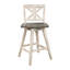 Chaises à hauteur de comptoir 2, gris blanc, bois massif, rustique 360, salle à manger pivotante grise 2, bois d'hévéa, pivotant