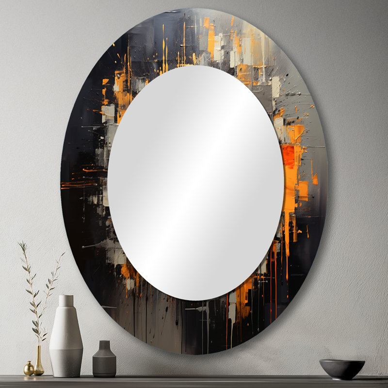 Miroir mural ovale doré et gris Crypto, 43 po x 33 po