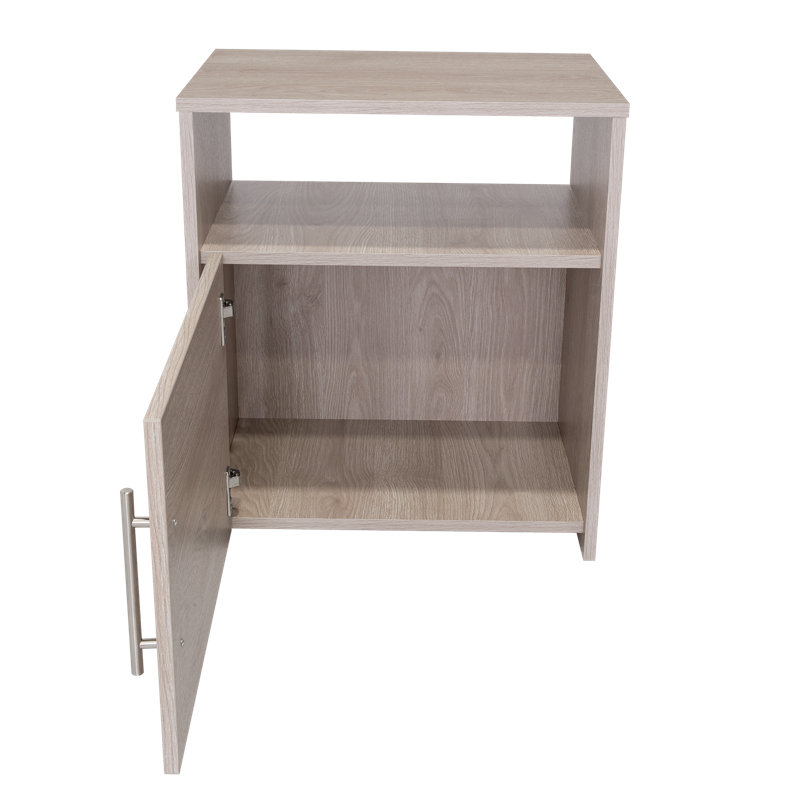 Omaha Nightstand, Single Door Cabinet, Metal Handle, One Shelf, Bedroom, Gray