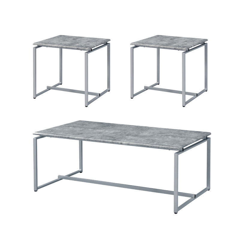 3 Piece Faux Concrete Top Coffee and End Set