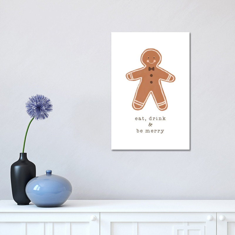 "Manger drink & be Merry" par Orara studio, reproduction d’art, H 18 po x l 12 po x 1,5 po, Toile tendue, Pas de tapis