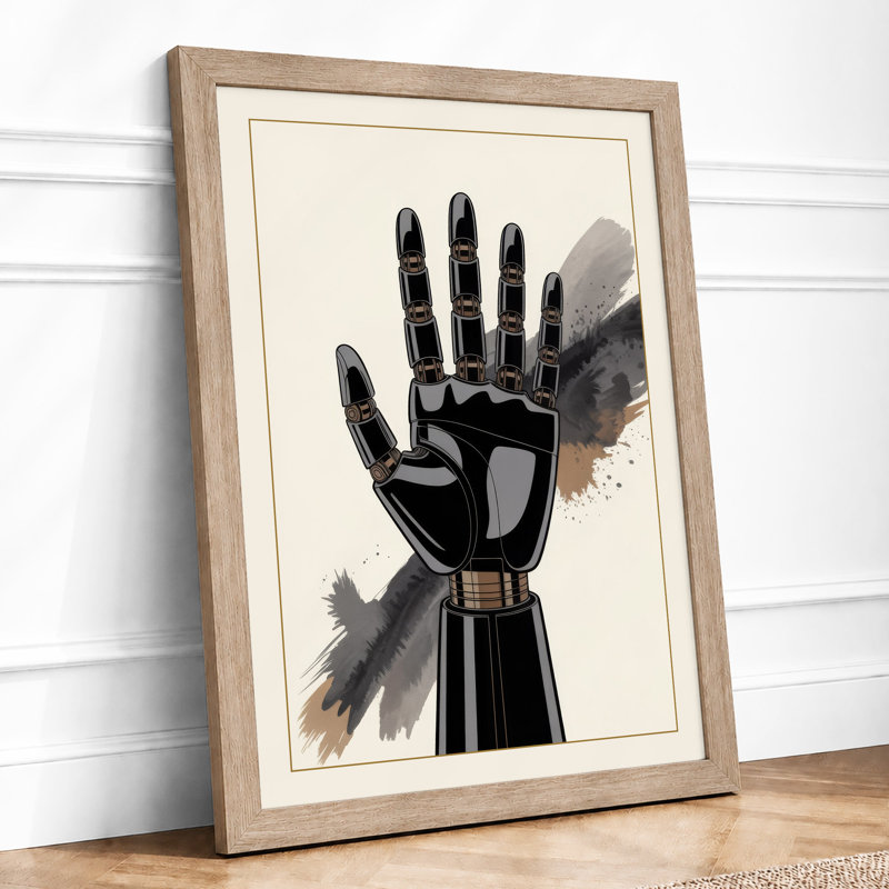 Mechanical Hand Open Modern - Framed Print, A1 - 84.1 x 59.4 cm, Oak