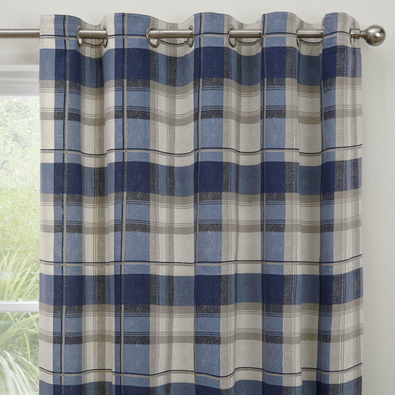 Cotton Semi Sheer Curtain Pair, Width 168 x Drop 229 cm, Navy