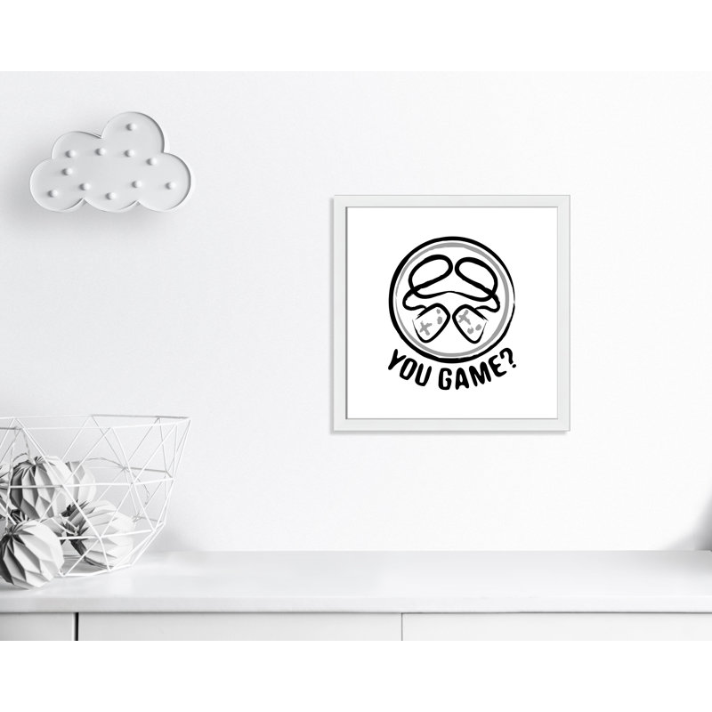 Décoration murale pour enfants avec emblème de jeu, H 18 po x l 18 po x P 0,63 po, Cadre blanc