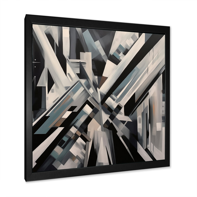Mid Century Chromatics V sur toile, Cadre photo noir, H 16 po x l 16 po x P 1 po