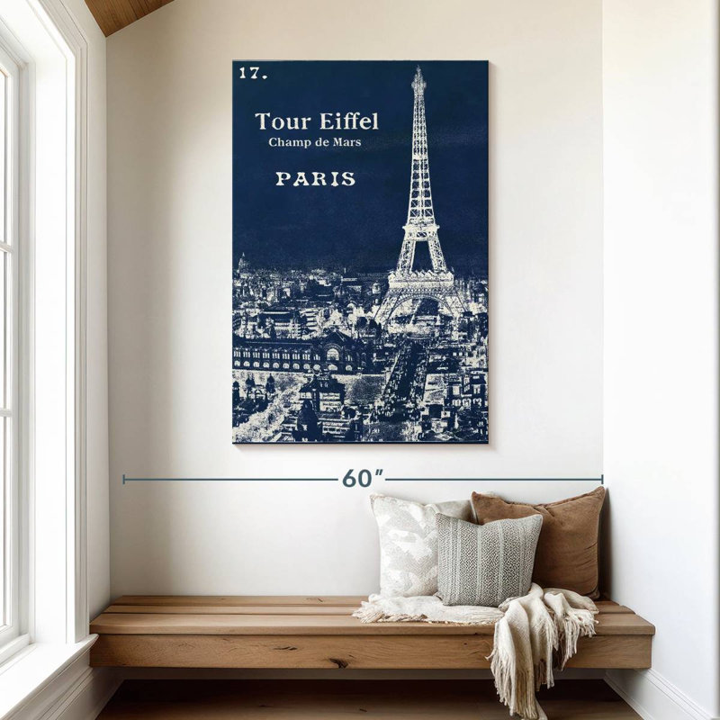 Lilie Blueprint Eiffel Tower, 48" H x 32" W