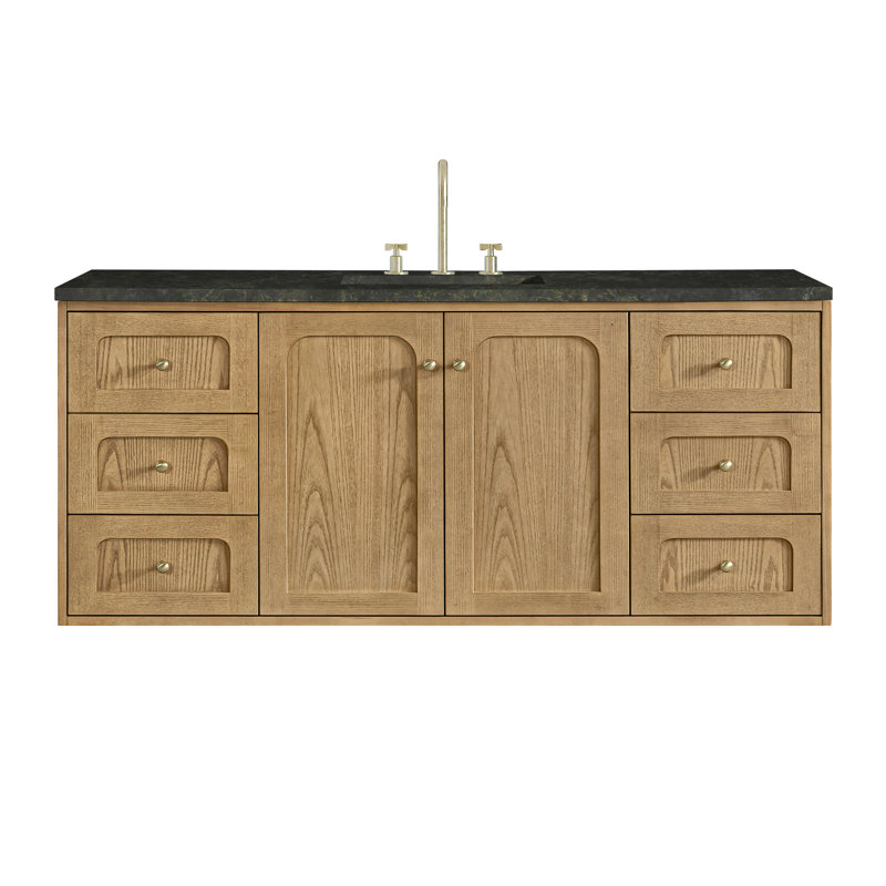 Laurent 60" Single Vanity, Widespread, Phantome Eclos, Light Natural Oak