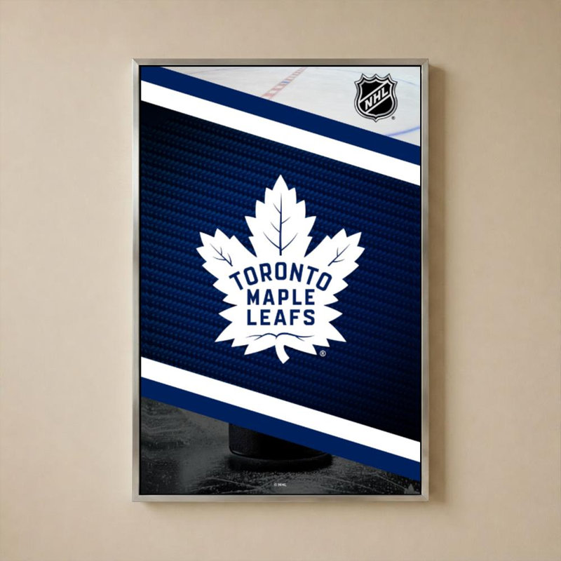 Décoration murale des Maple Leafs de Toronto (NHL), H 36 po x l 24 po, Cadre plat flottant, Silver