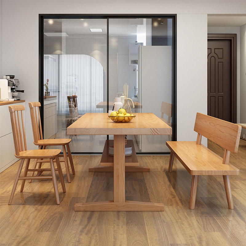 Modern simple solid wood dining table, 29.5"H x 78.7"L x 35.4"W