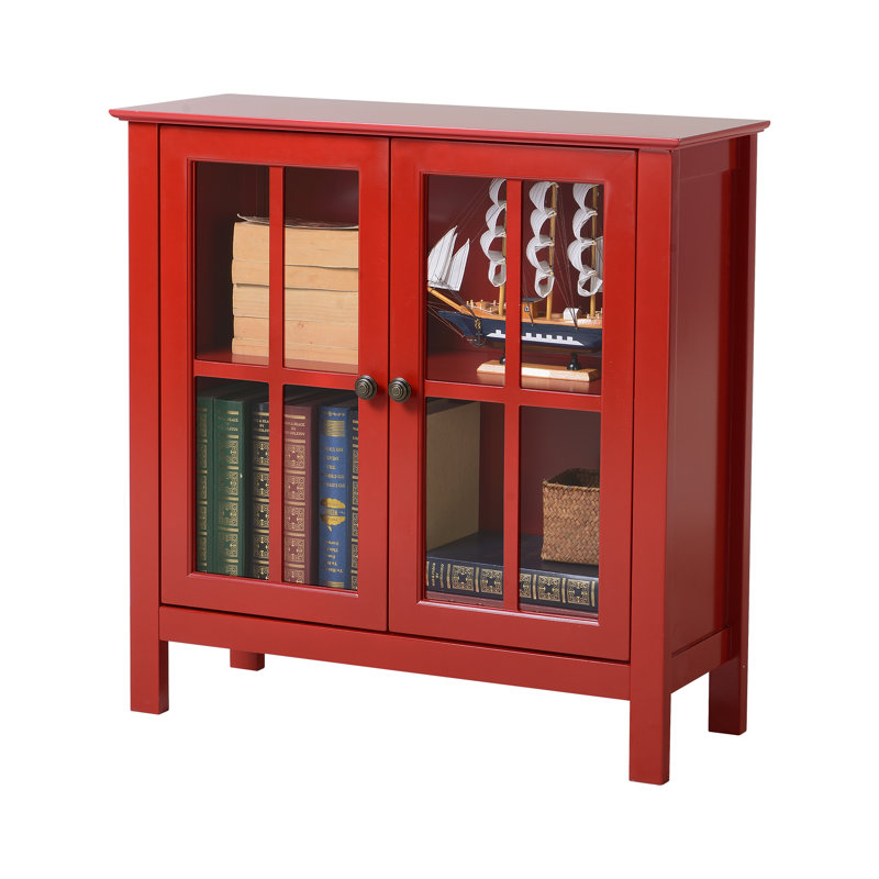 Solid Wood Accent Cabinet, Red