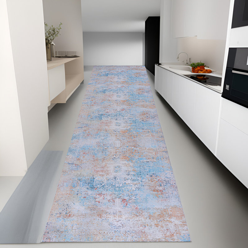 MAVAL Yellow Washable Rug Doormat Rug, Runner 2'6" x 10'