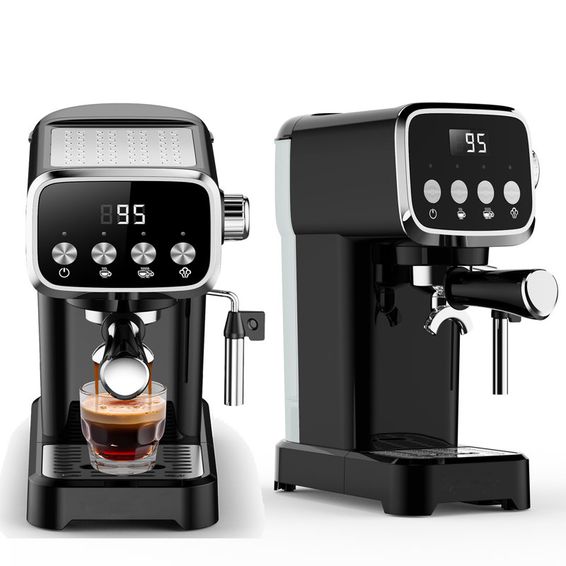 2pcs Slim Vertical Espresso Machine with Milk Frother, 20BAR Professional Pump & Pre-Infusion, Built-in Cup Warmer, 43oz Detachable Water Tank, Compact Space-Saving Design for Rich Espresso, Latte, Americano, Easy to Use, Black