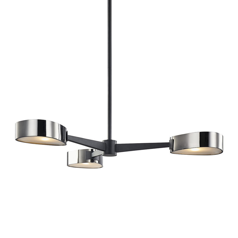 Allisio 3 - Light Sputnik Modern Linear Chandelier, Carbide Black/Black Chrome