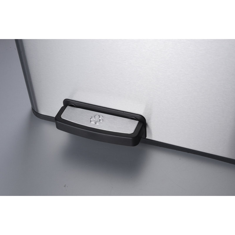Stainless Steel Dual Compartment Soft-Step Trash and Recycling Bin