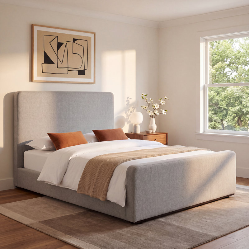 Laudine Upholstered Standard Bed, Queen, Aldred Silver