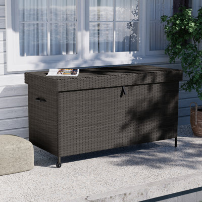 SORIA Grand Patio 170 Gallons Wicker Deck Box with Wheels by Grand Patio