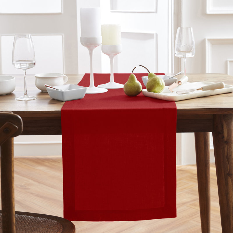Sonoma - 100% Pure Linen Table Runner (Pre-Washed), Red, 96" x 14"