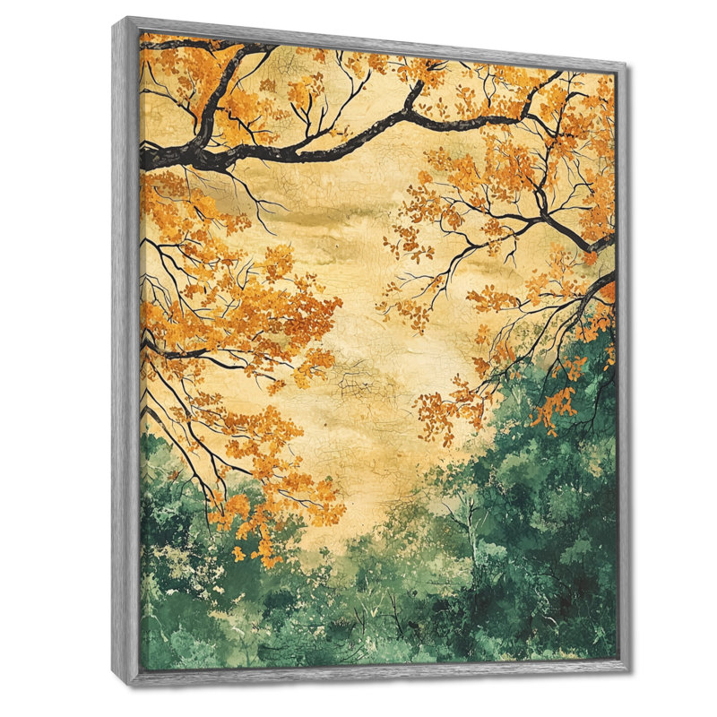 Germaun Leaves Brown Forest Tranquility V - Leaves, reproduction d'art sur toile encadrée, H 40 po x l 30 po, Argent argent